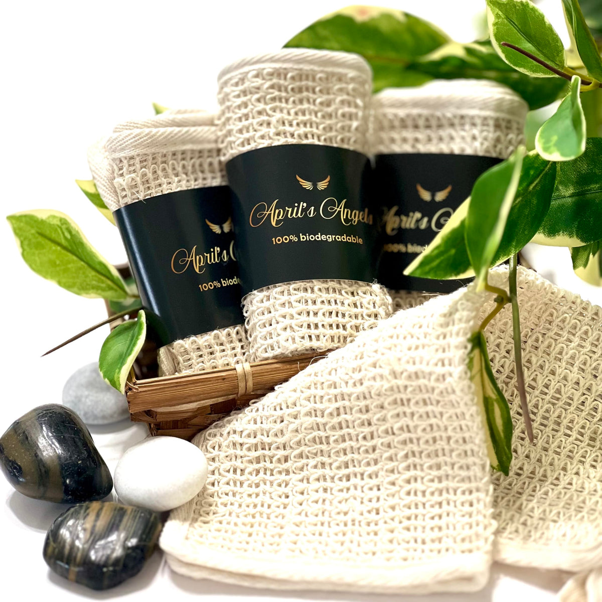 Aprils Angels toallita sisal, lado suave para rostro, exfoliación suave y agradable.