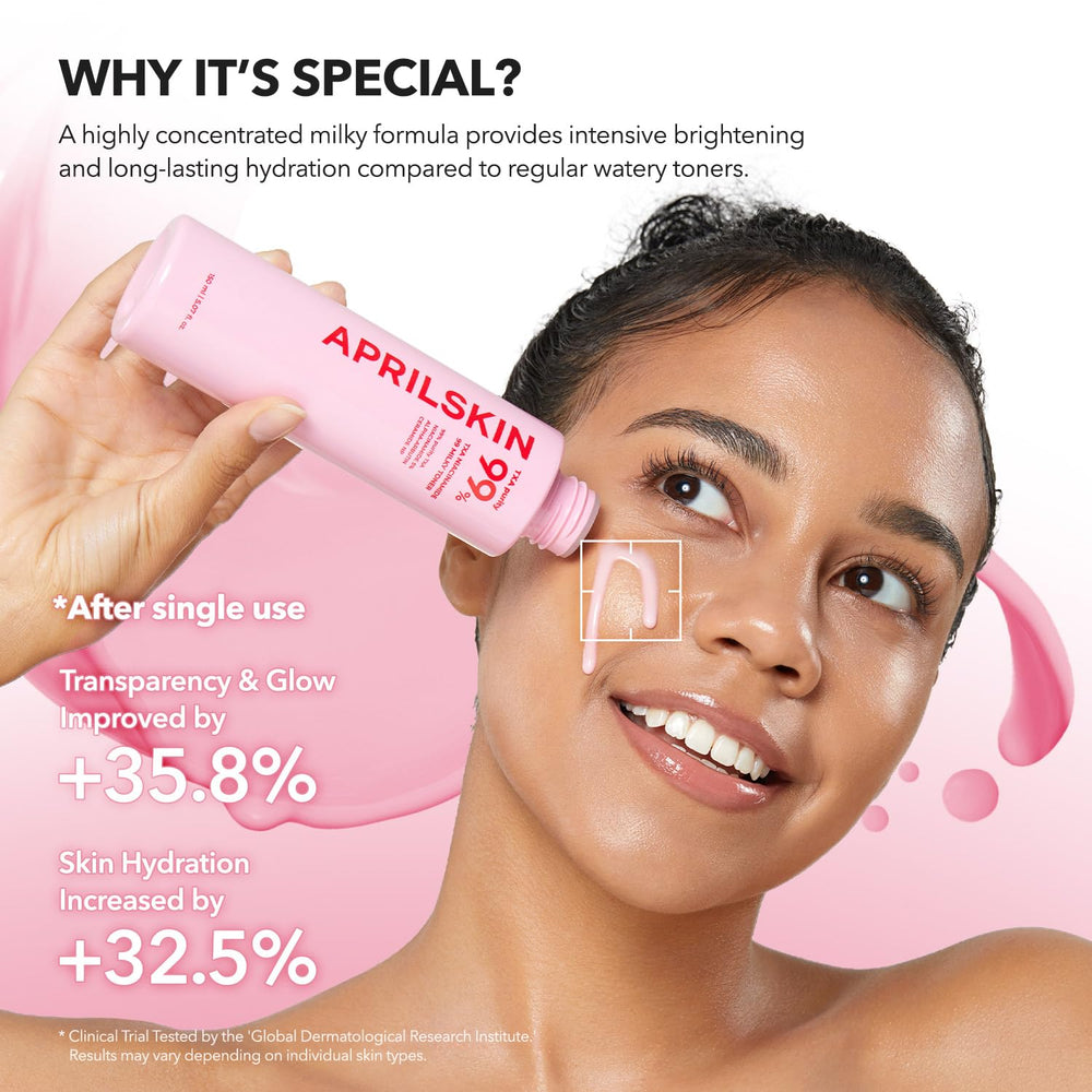 APRILSKIN TXA+Niacinamida 99: alta pureza TXA y Niacinamida 5% para absorción rápida.