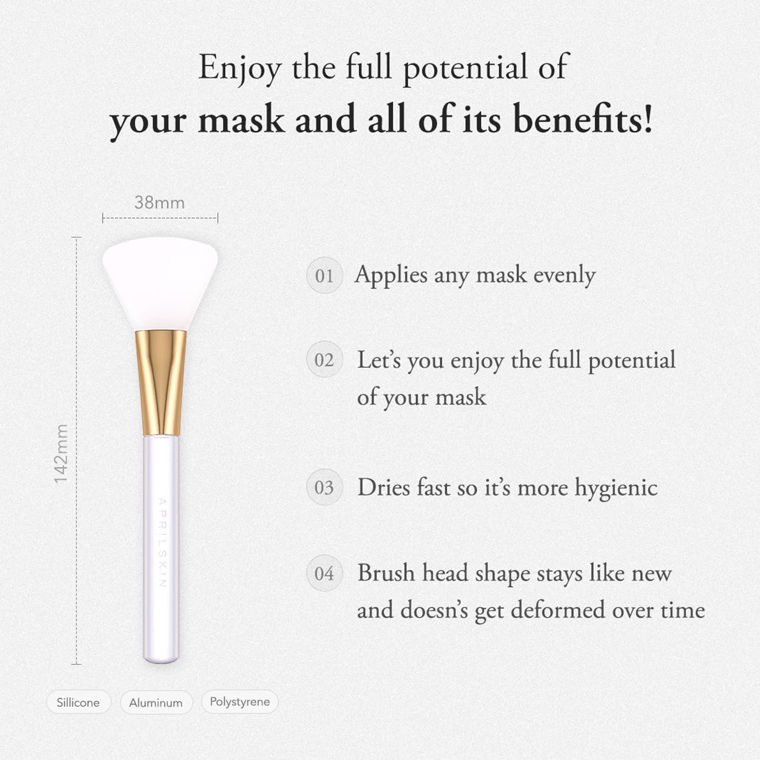 APRILSKIN Jelly Brush highlighting durable silicone for long-lasting use.