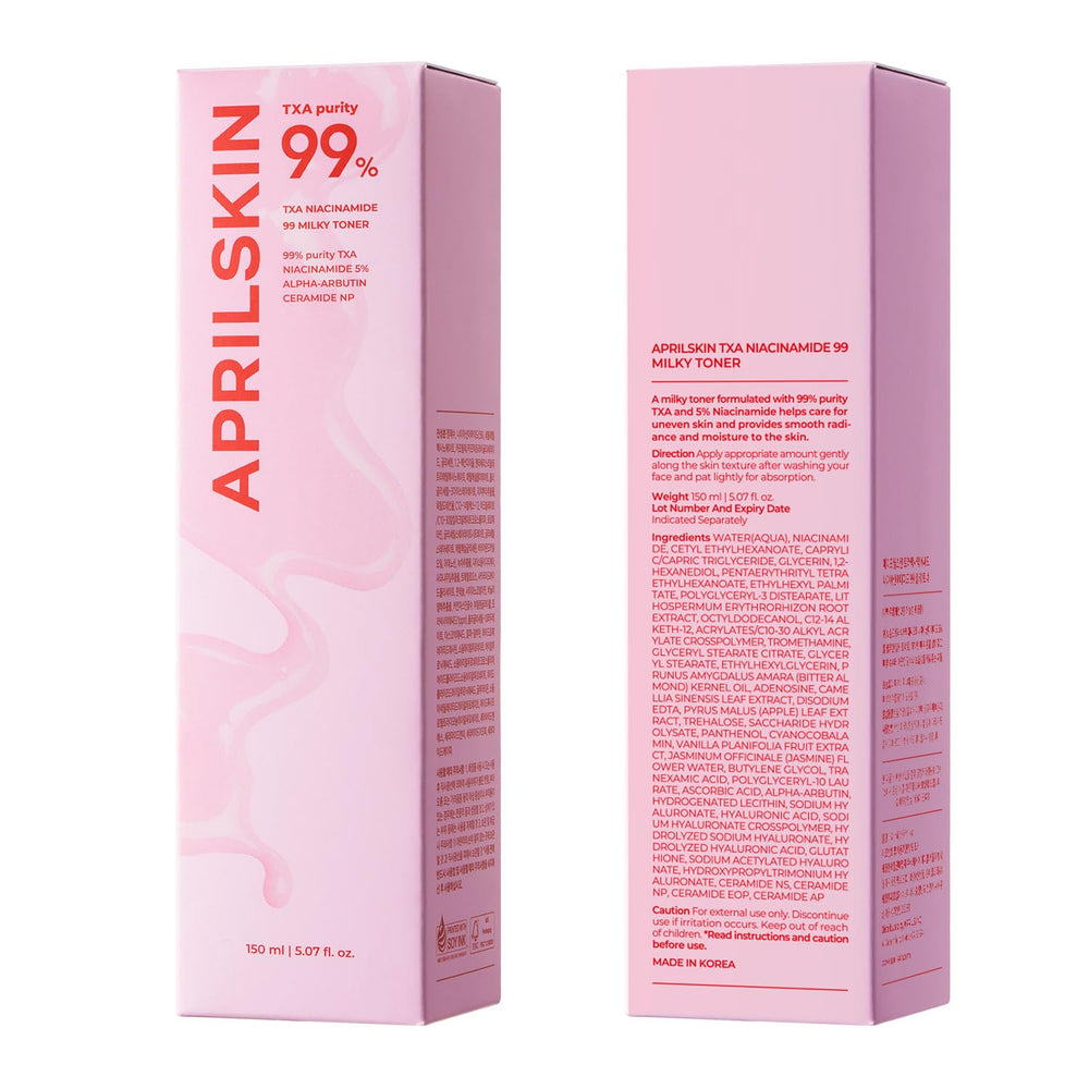 Envase rosado práctico de APRILSKIN para uso diario.