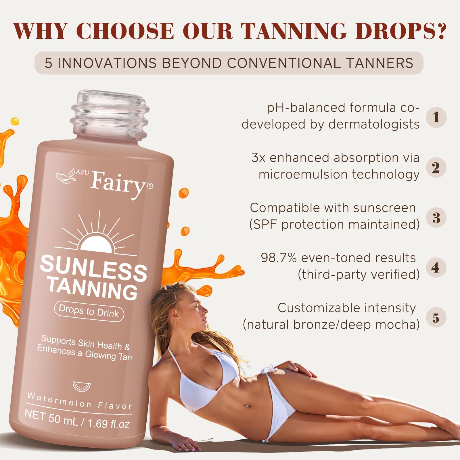 APU.FAIRY dosis de 1 ml para bronceado controlado.