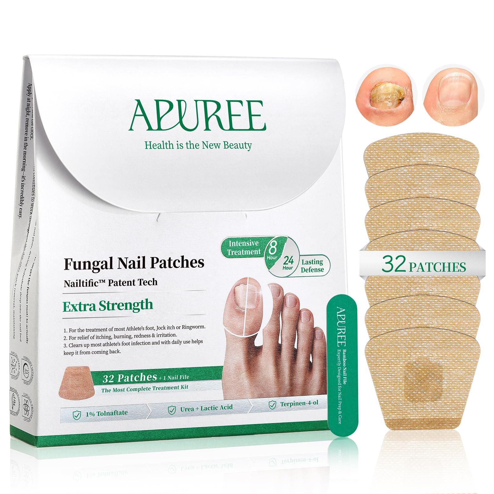 APUREE true 1% Tolnaftate patch for at-home fungal nail care