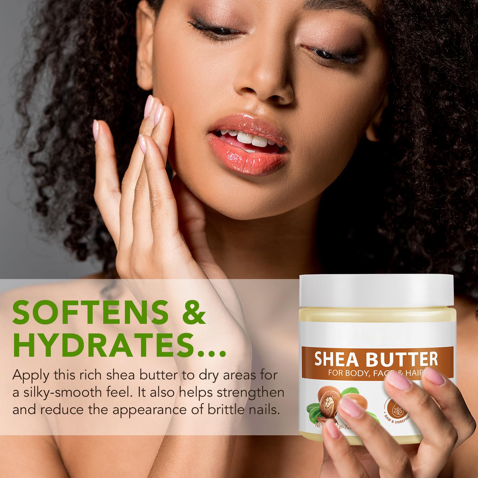 APUUFYQC cuidado de piel y cabello con manteca karité para suavidad.