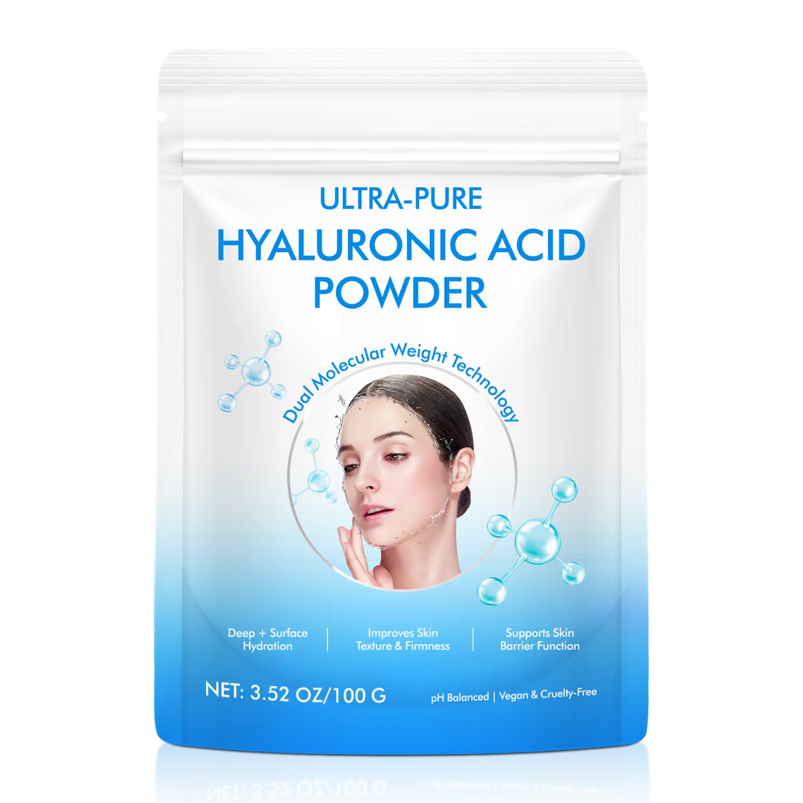APUUFYQC polvo de ácido hialurónico para rostro, hidratación superficial