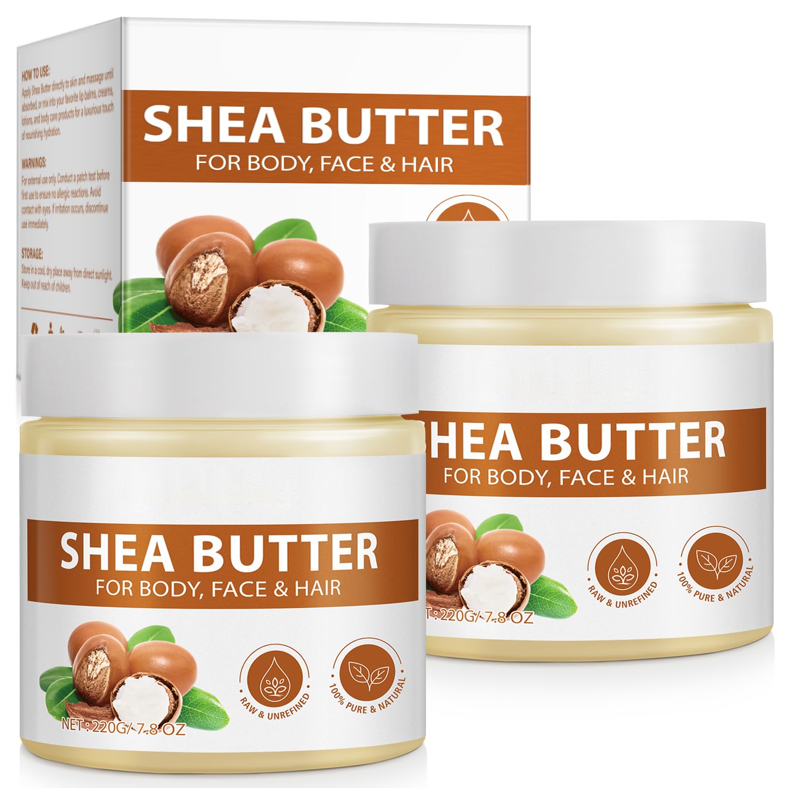 APUUFYQC Shea Butter Raw Organic packaging display for pure moisture