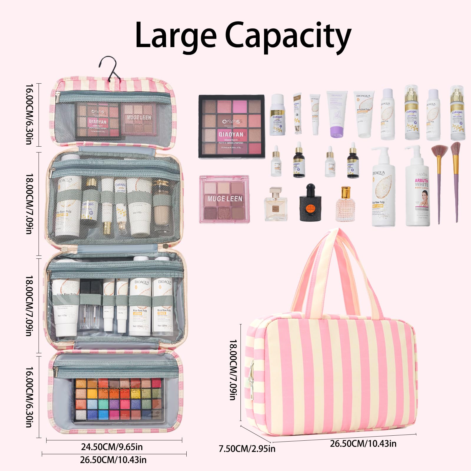 Apxouans large-capacity bag fits toiletries, cosmetics, and daily essentials on the go.