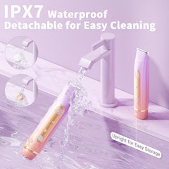 Aqeqpt waterproof IPX7 design for shower-ready grooming.