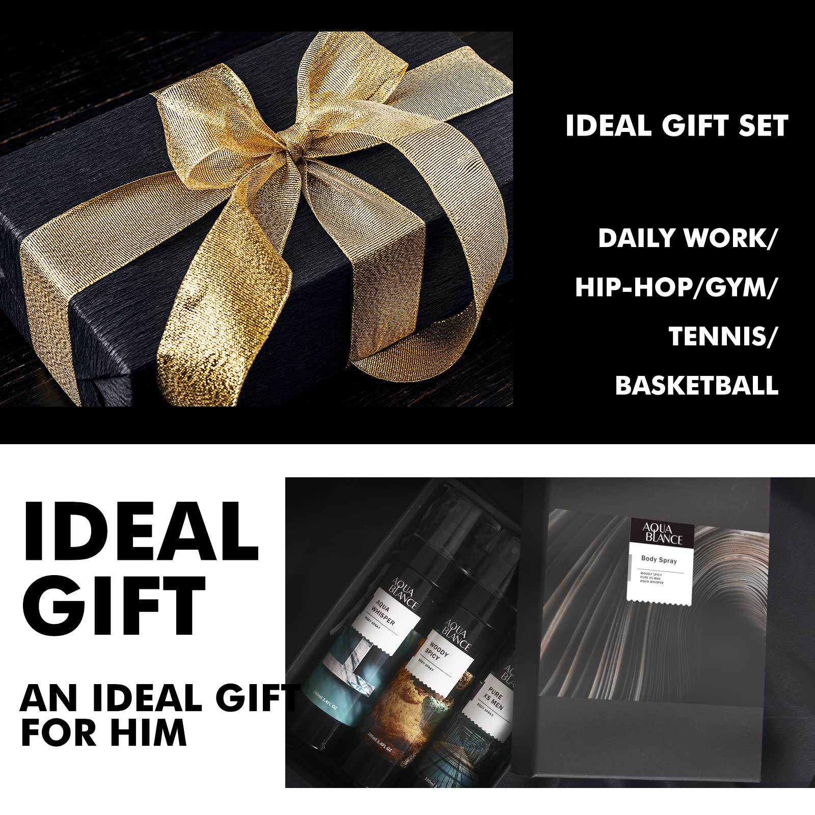 Sleek AQUA BLANCE 3-pack packaging ready for gifting.