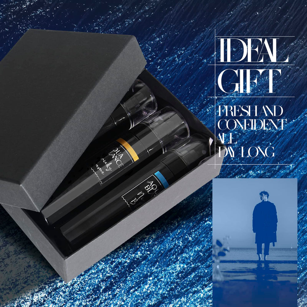 Aqua Blance mist applied on the wrist for a gym-ready fragrance.