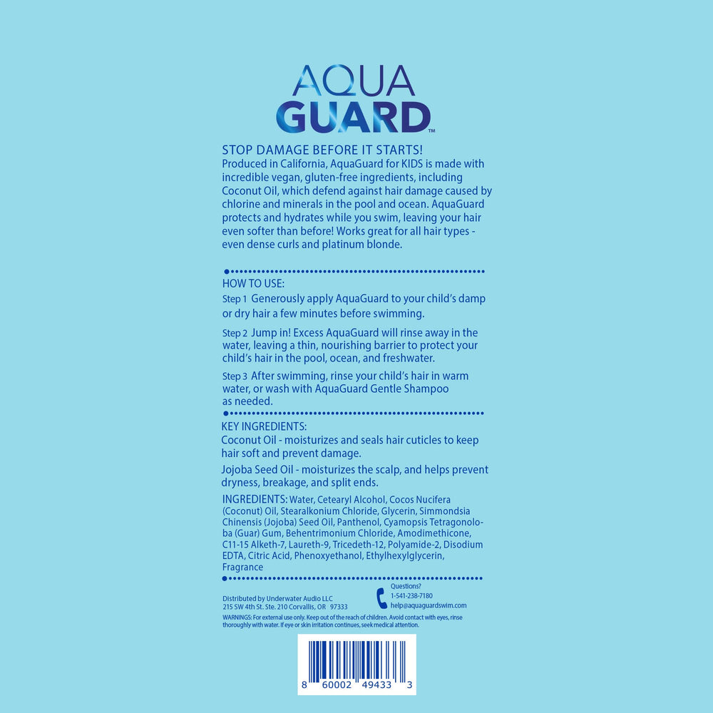 Aqua Guard hecho en California: cuidado capilar infantil de origen local.
