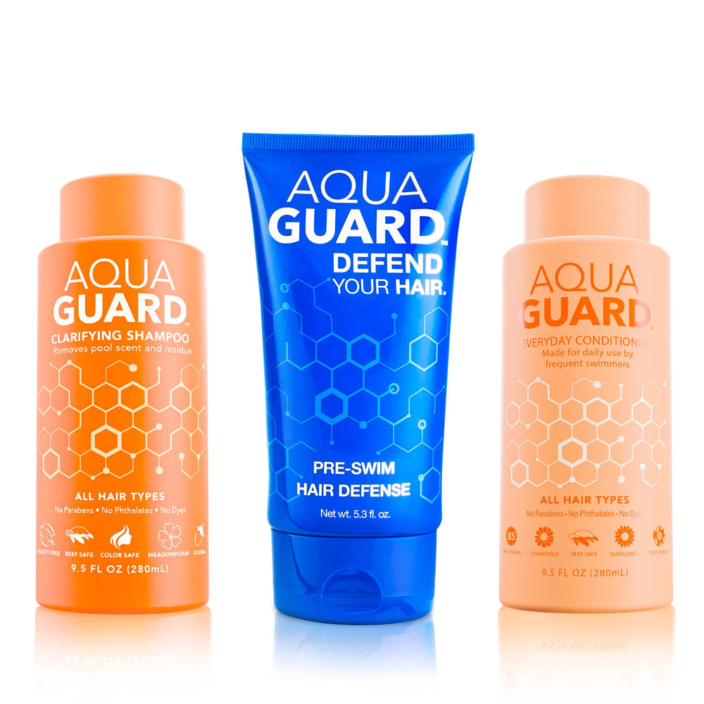 AQUA GUARD Pre-Swim Cream barrier locks in moisture and blocks chlorine.