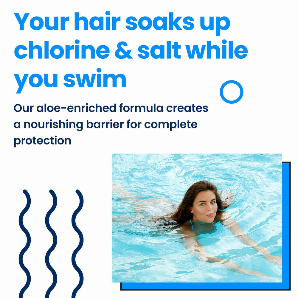 AQUA GUARD Pre-Swim Hair Defense on ends provides moisture protection before swimming