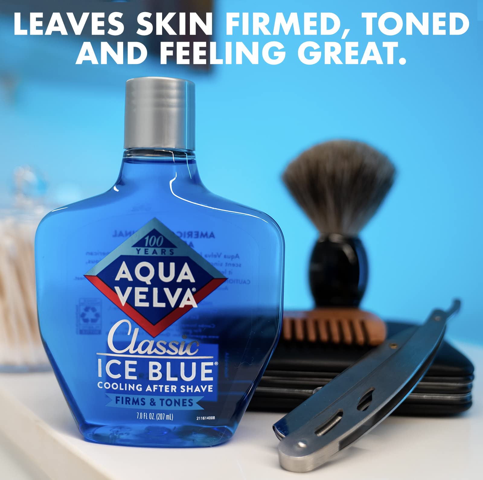 Aqua Velva close-up fragrance image highlights lasting masculine scent