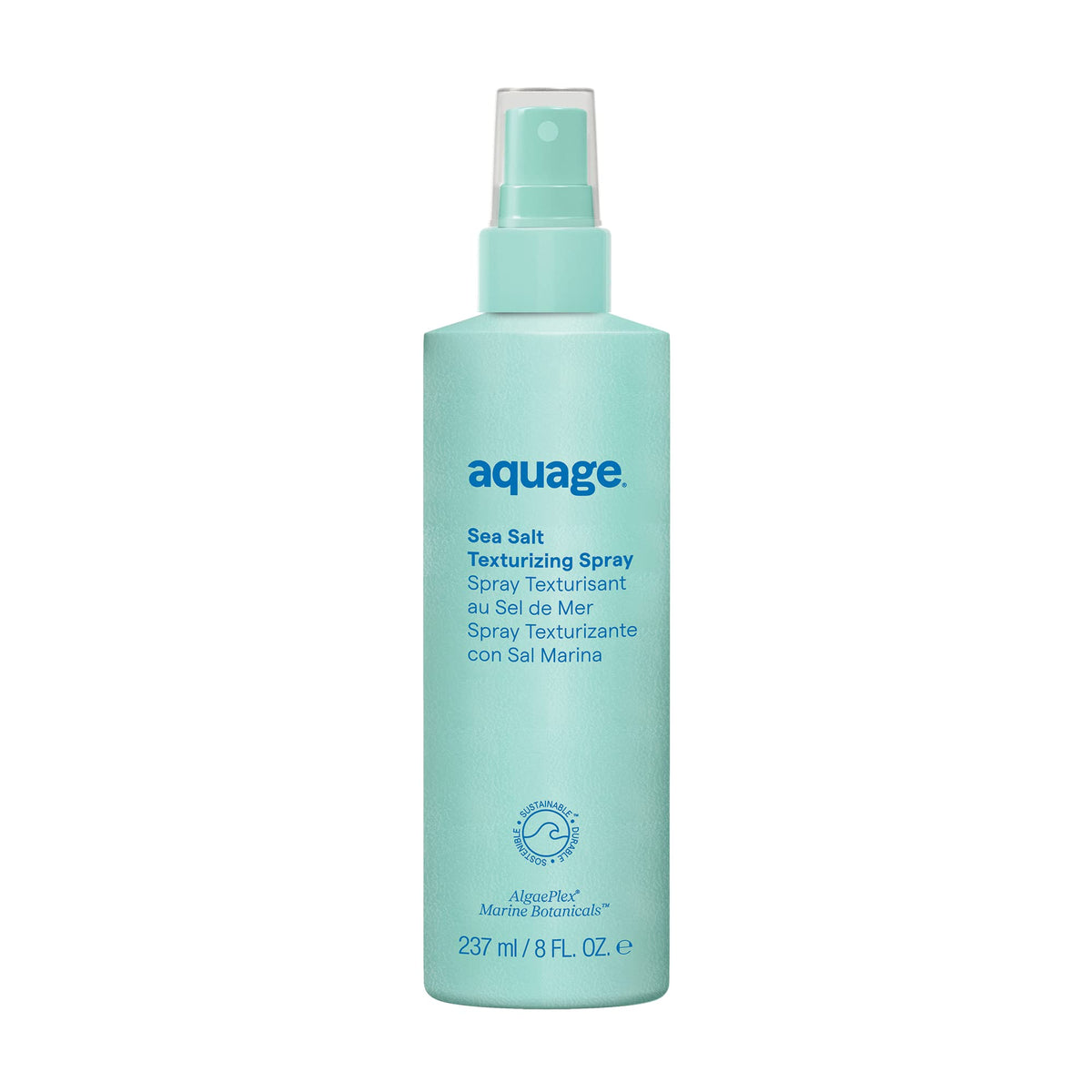 Aquage spray de sal marina en botella para volumen natural.
