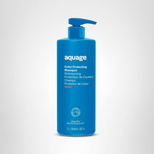Hair after wash with Aquage Color Protecting Shampoo showing smooth color-friendly shine.