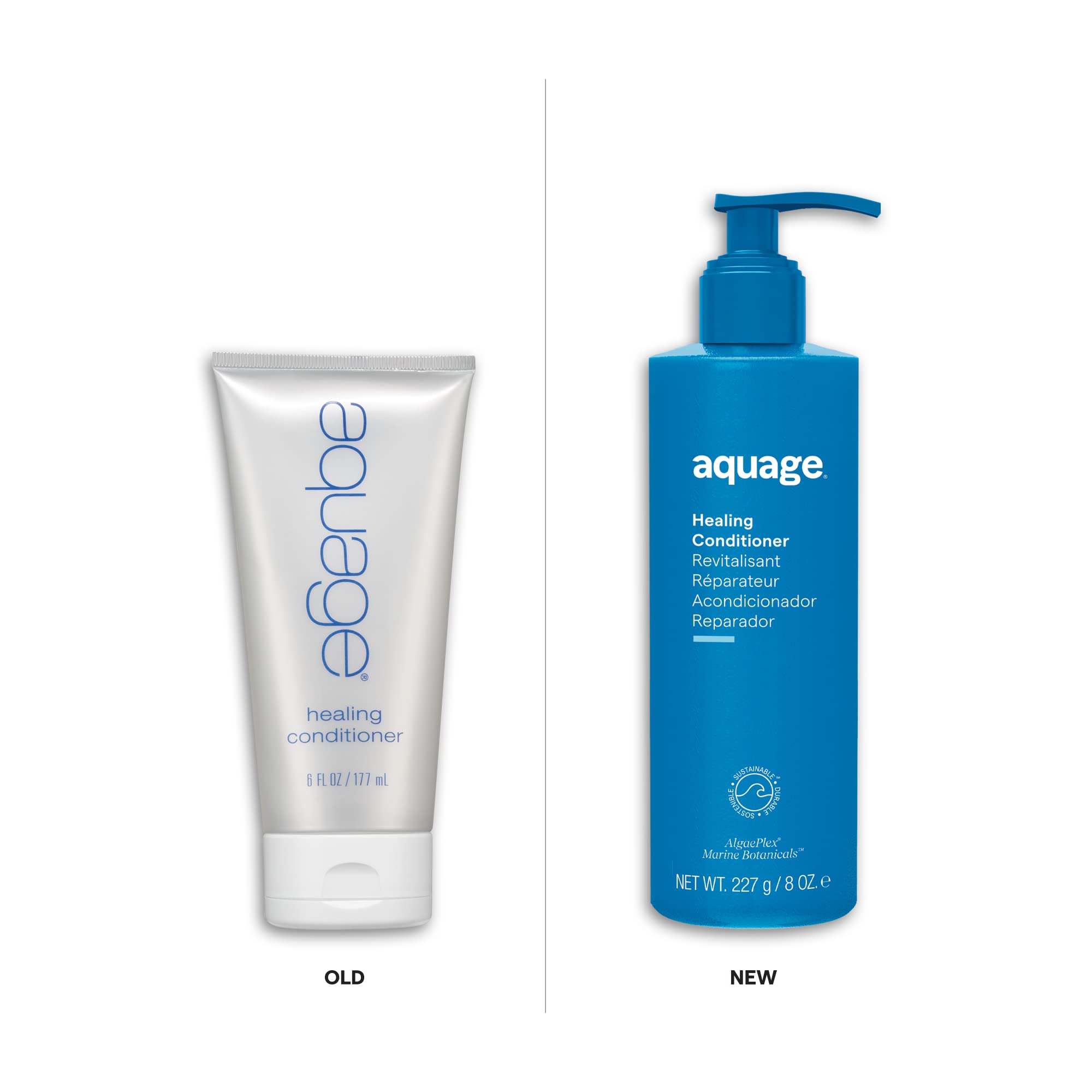 Textura crema sedosa de AQUAGE, aporta nutrición intensiva al cabello.