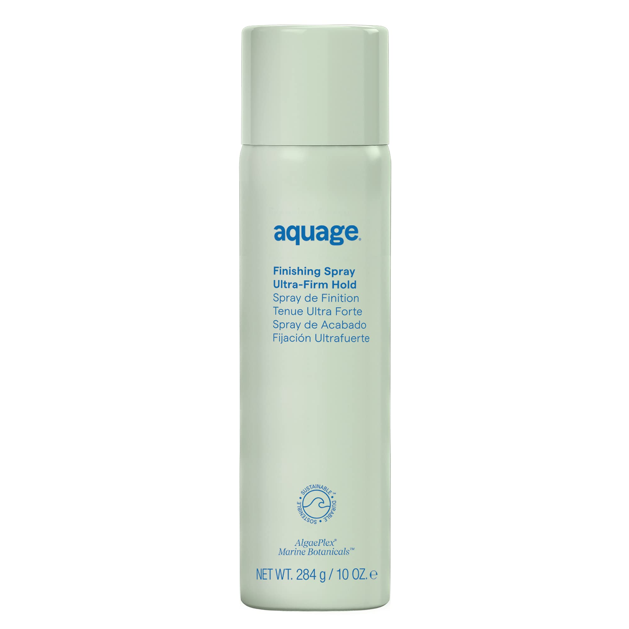 Aquage Finishing Spray ultra-fine mist for lasting hold and shine.