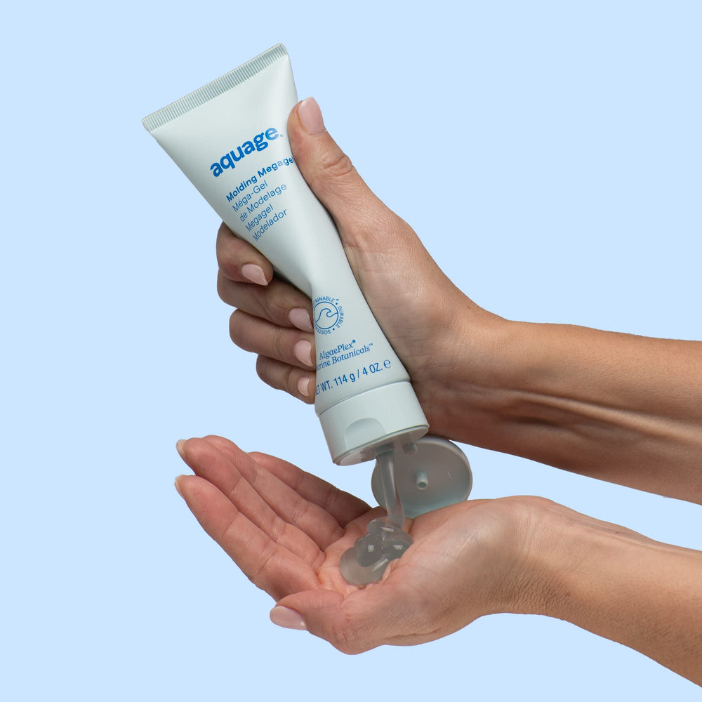 Aquage Molding Megagel creates sculpted blowouts with a high-gloss wet-look.