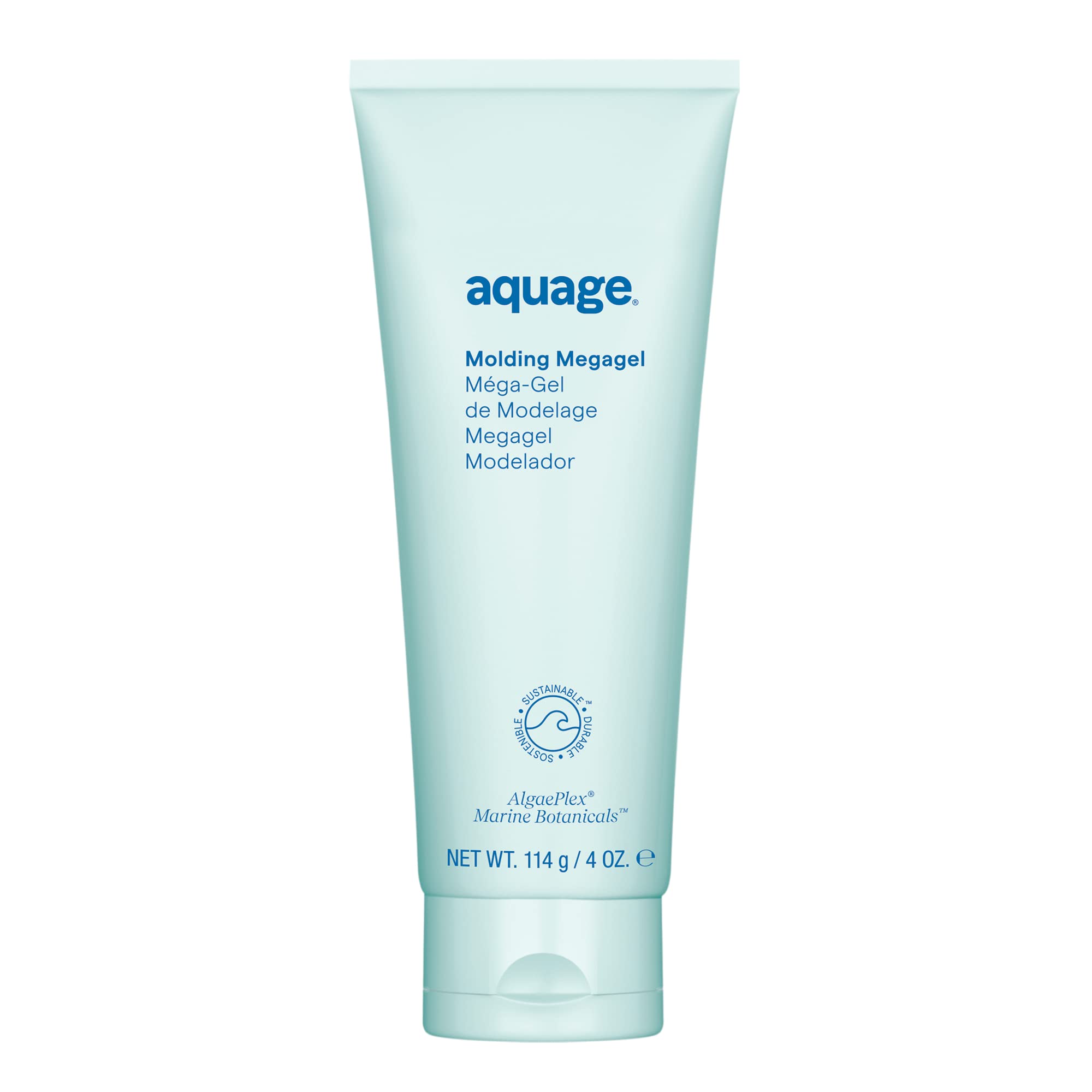 Aquage Molding Megagel wet-look hold for sculpted, glossy finishes.