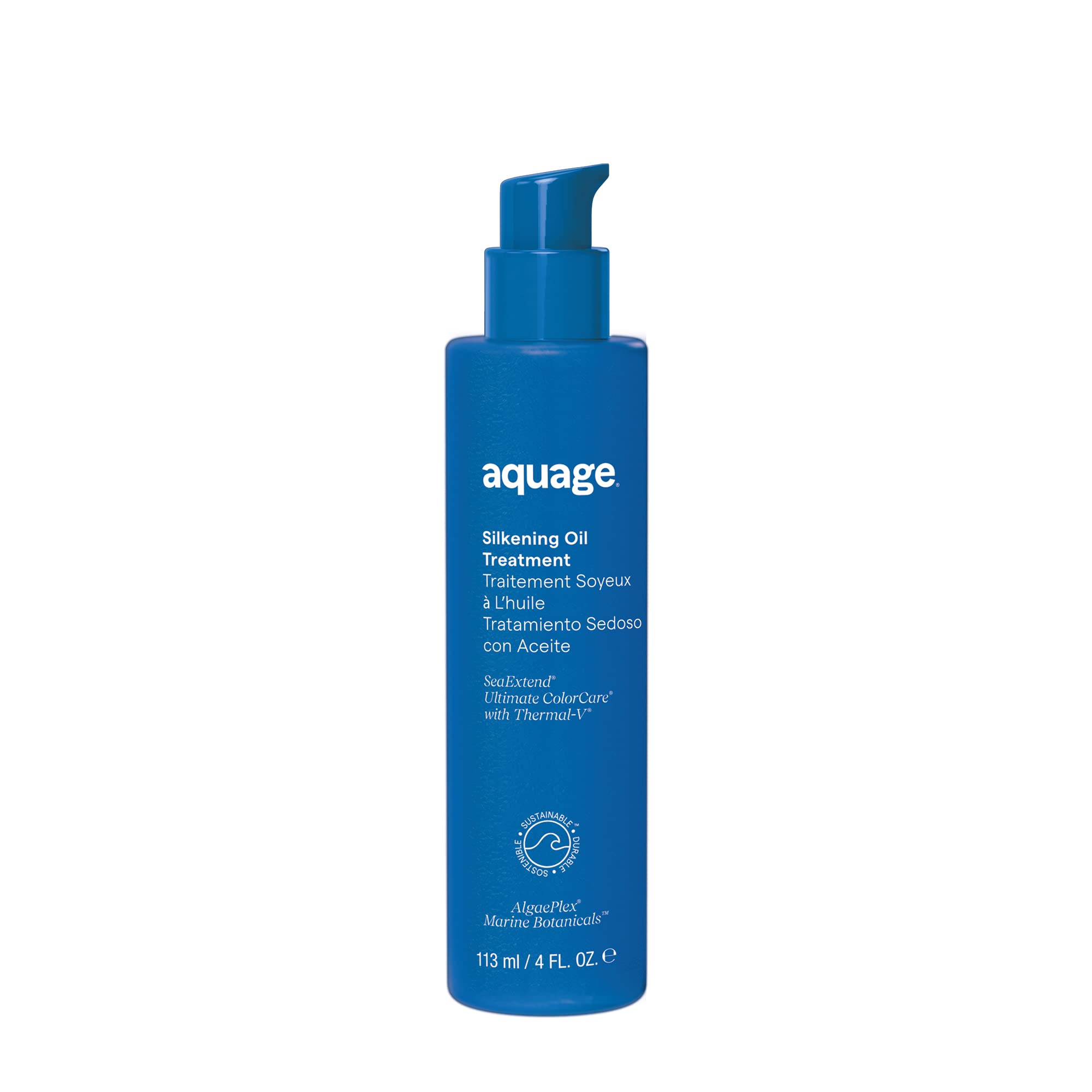 Aquage SeaExtend Silkening Oil Treatment bottle with colorless formula for color-safe shine.