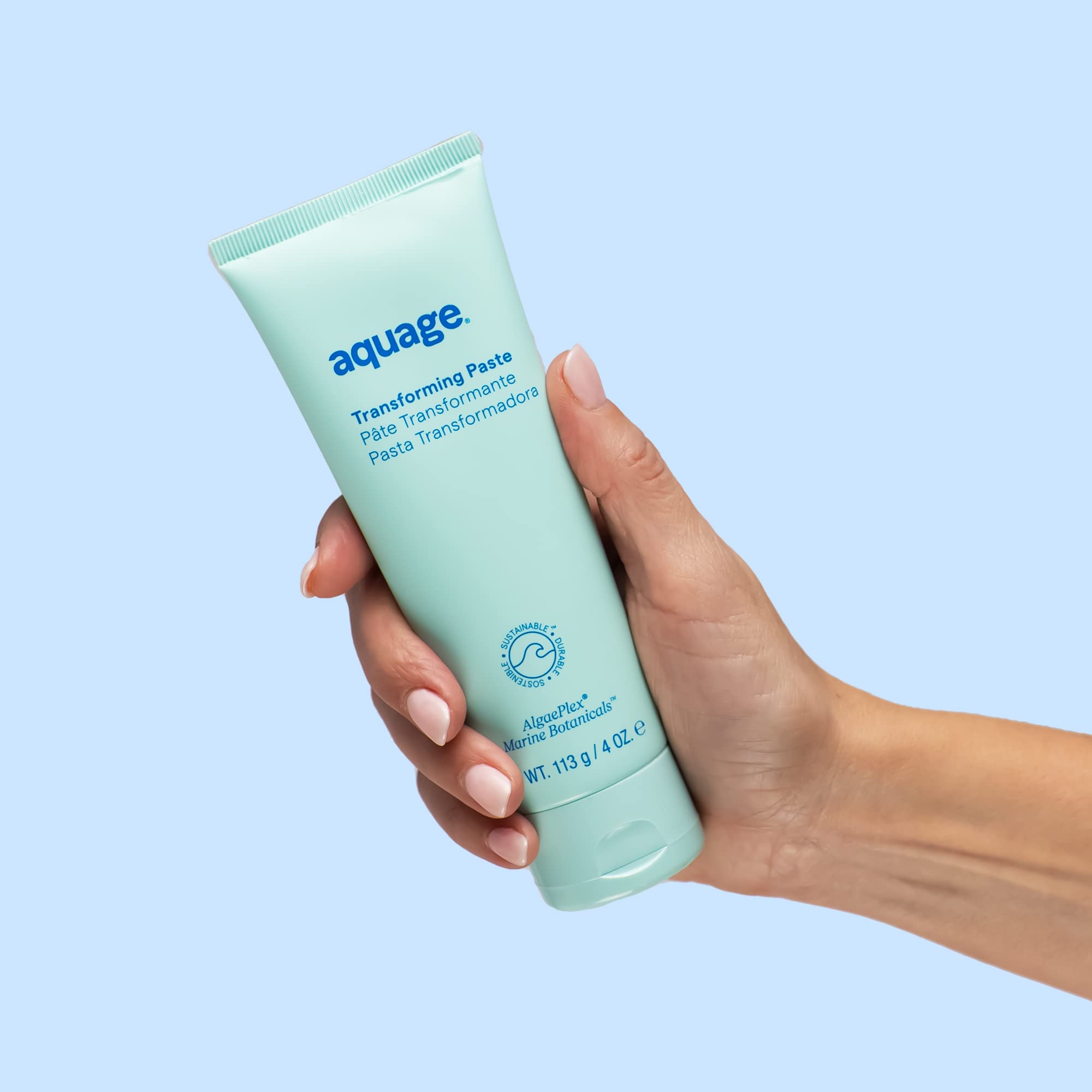 AQUAGE Transforming Paste long-lasting-hold suggests day-long shape retention.
