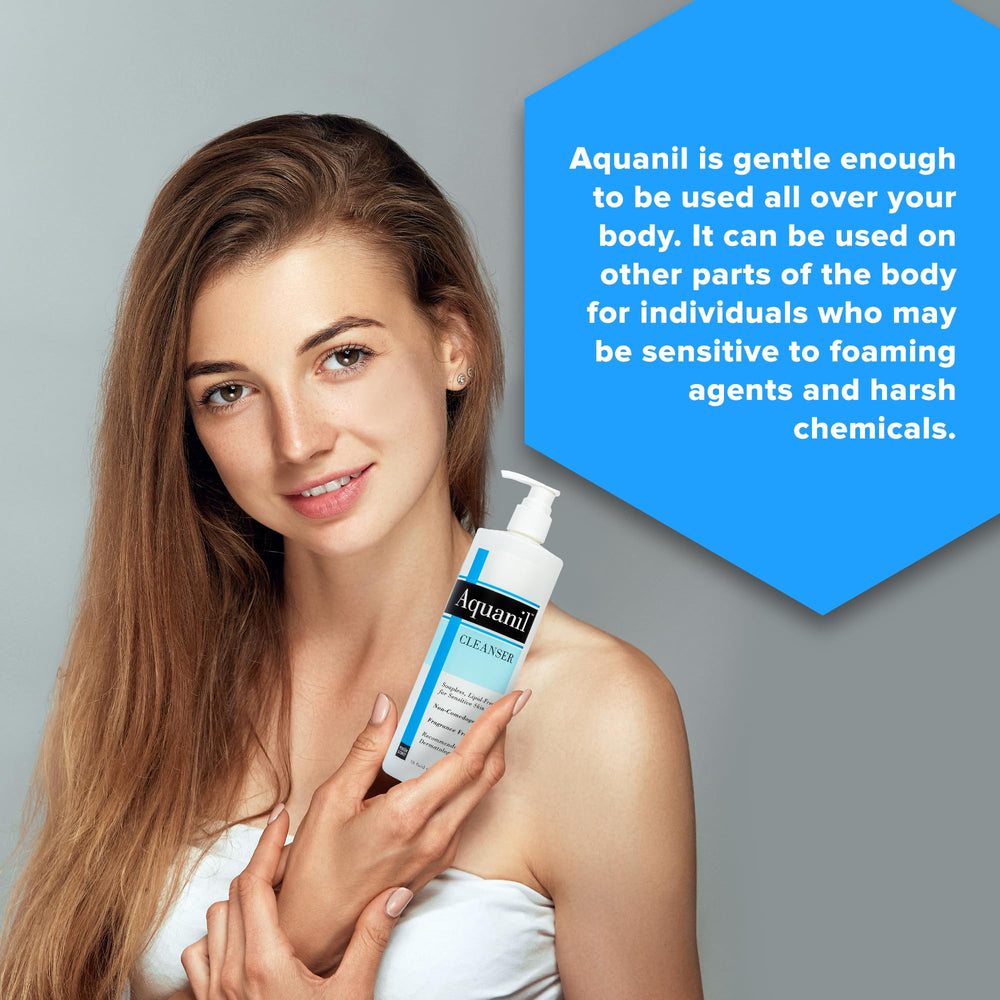 Daily-use Aquanil cleanser supports clean, balanced skin without fragrance or dyes