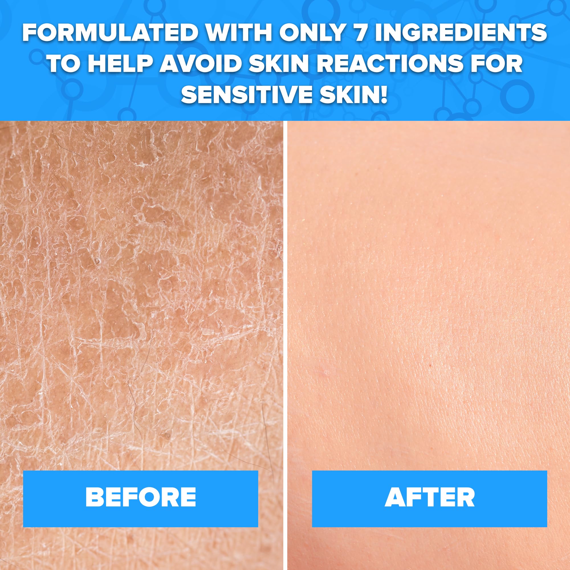 Texture close-up reveals smooth, hydrating feel suitable for sensitive skin
