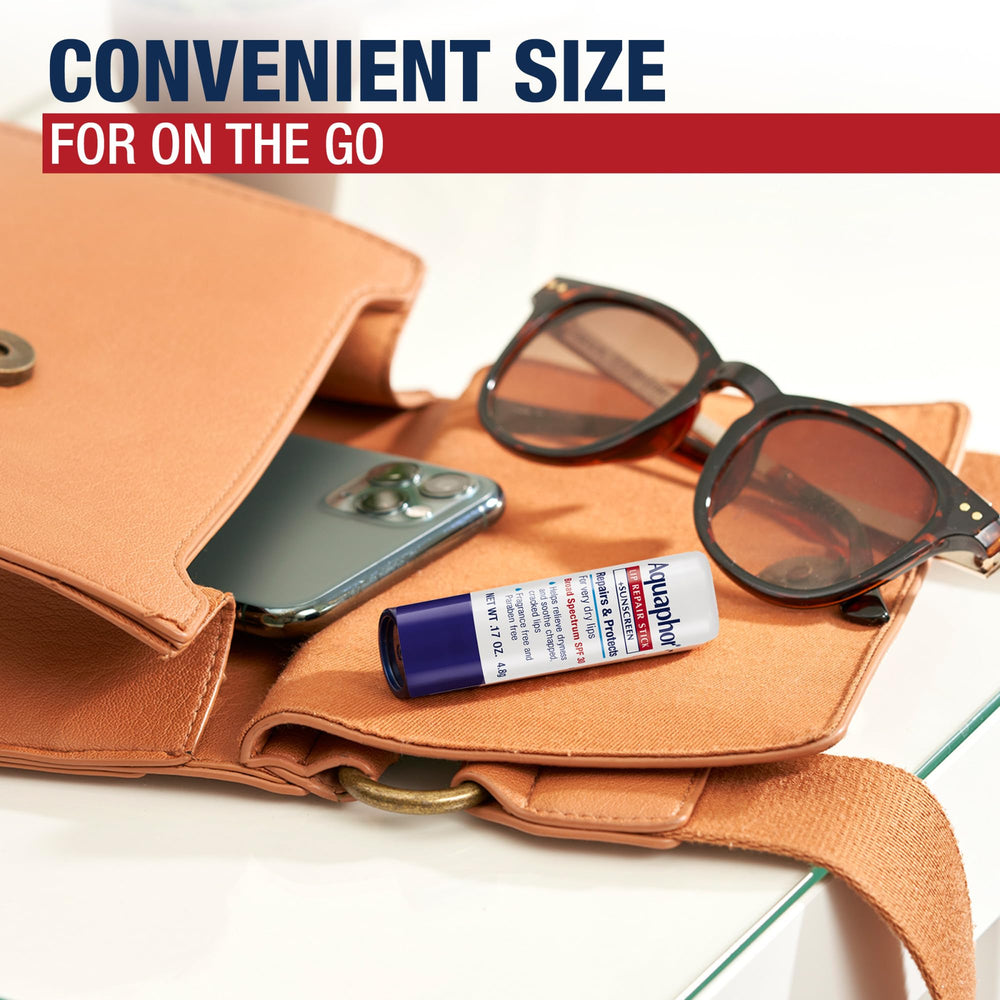 Aquaphor SPF 30 lip balm with nourishing vitamins.