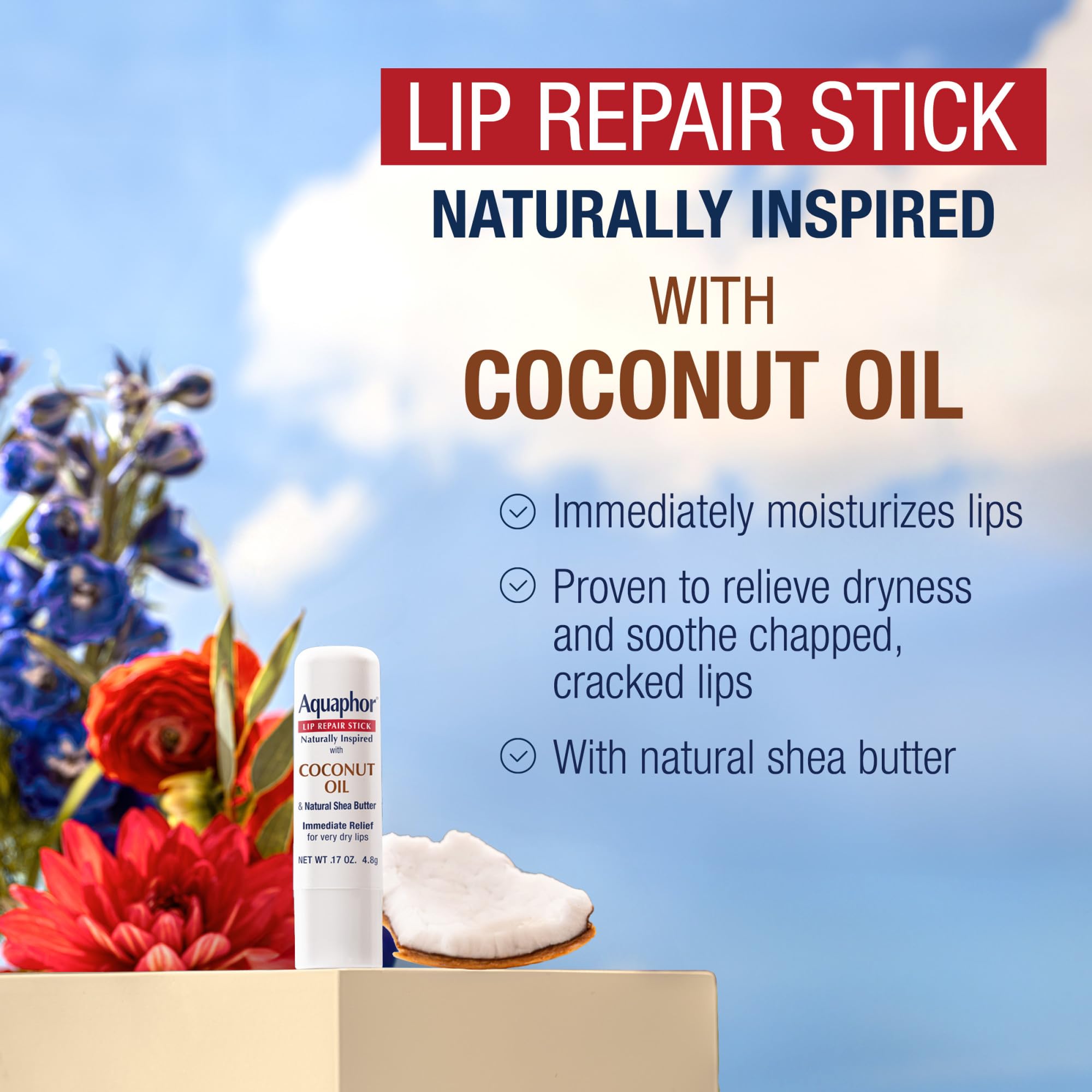 Close-up of Aquaphor Lip Repair Stick for targeted lip care.