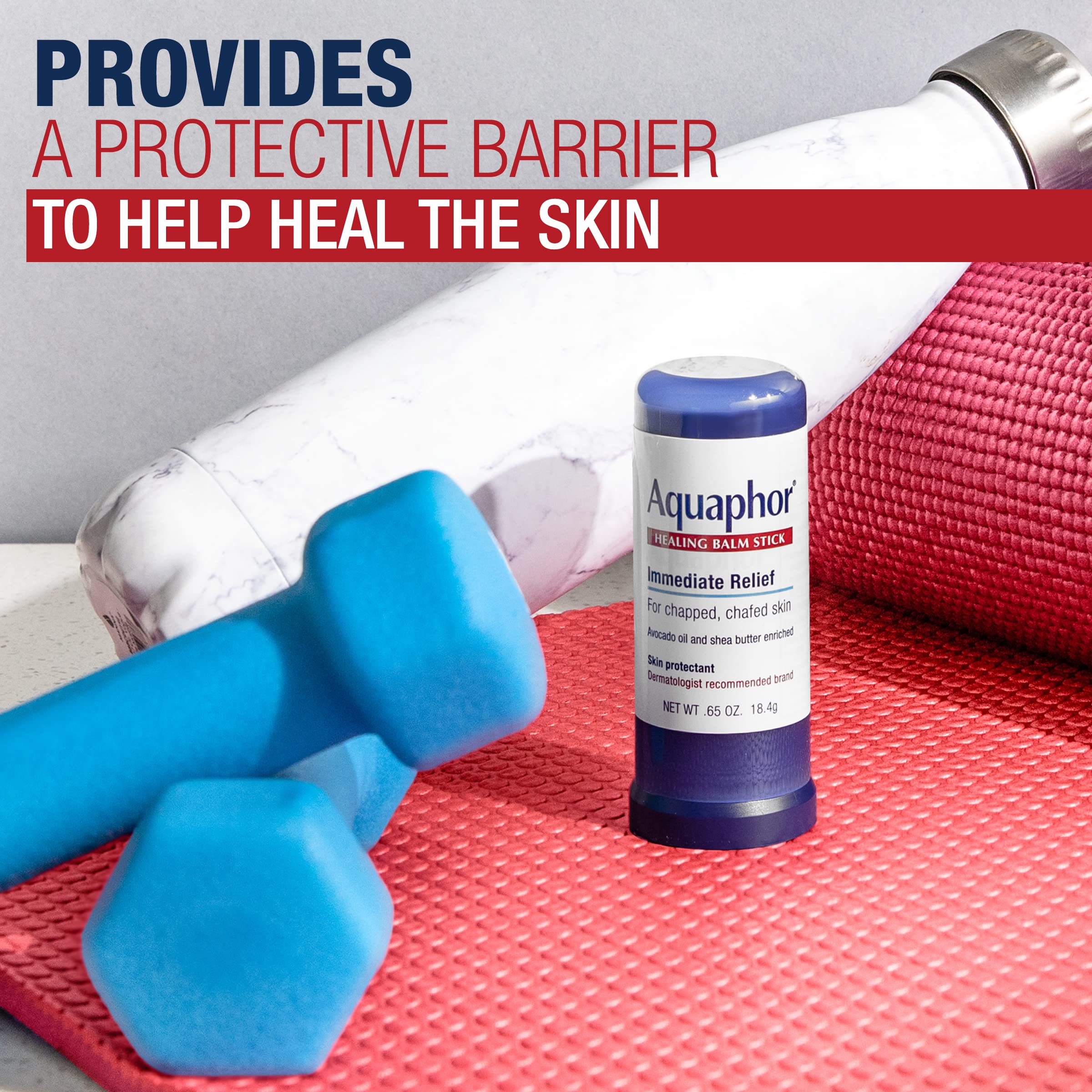 Aquaphor Healing Balm Stick ofrece protección suave para la piel.