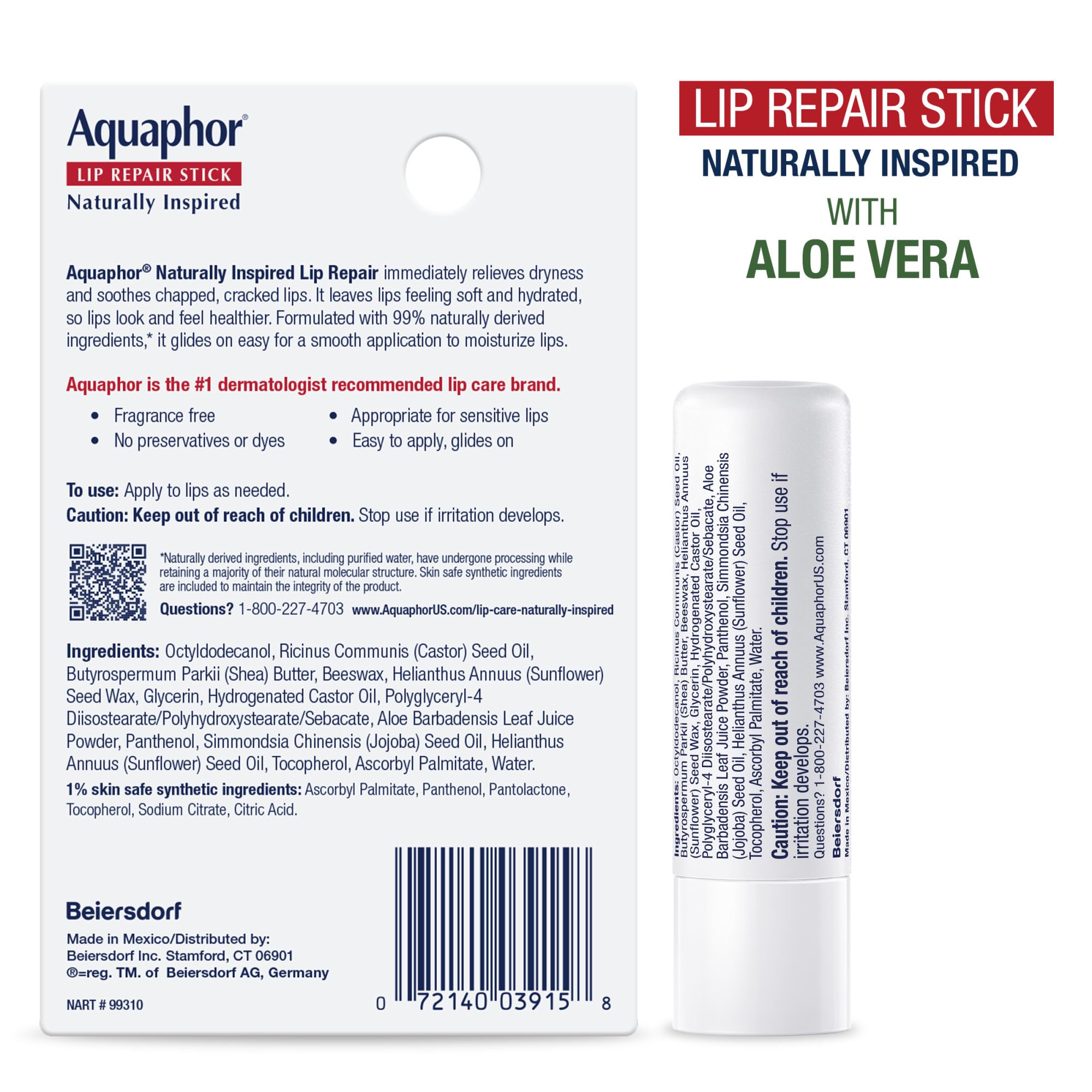Bálsamo Aquaphor de 0.17 onzas, práctico para viajes.