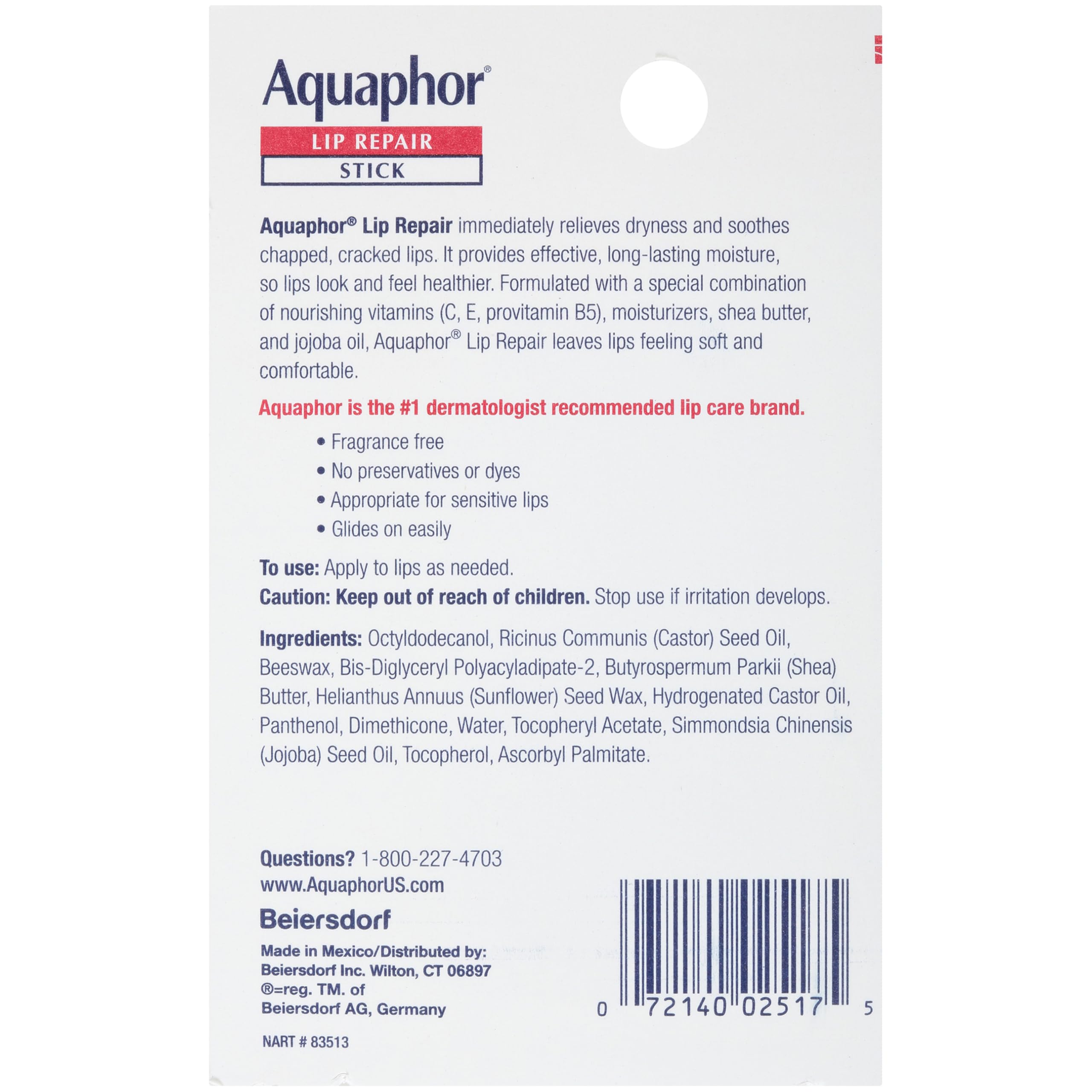 Uso diario recomendado para labios secos con Aquaphor
