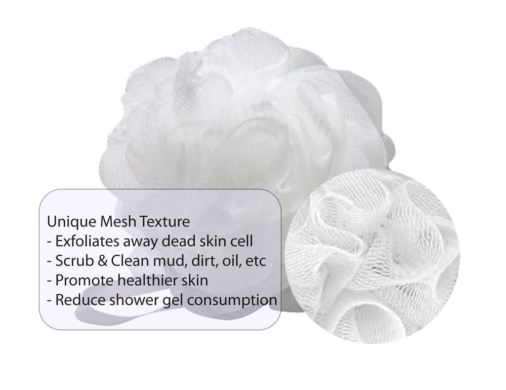 Aquasentials pouf de malla tamaño compacto para reducir residuos.