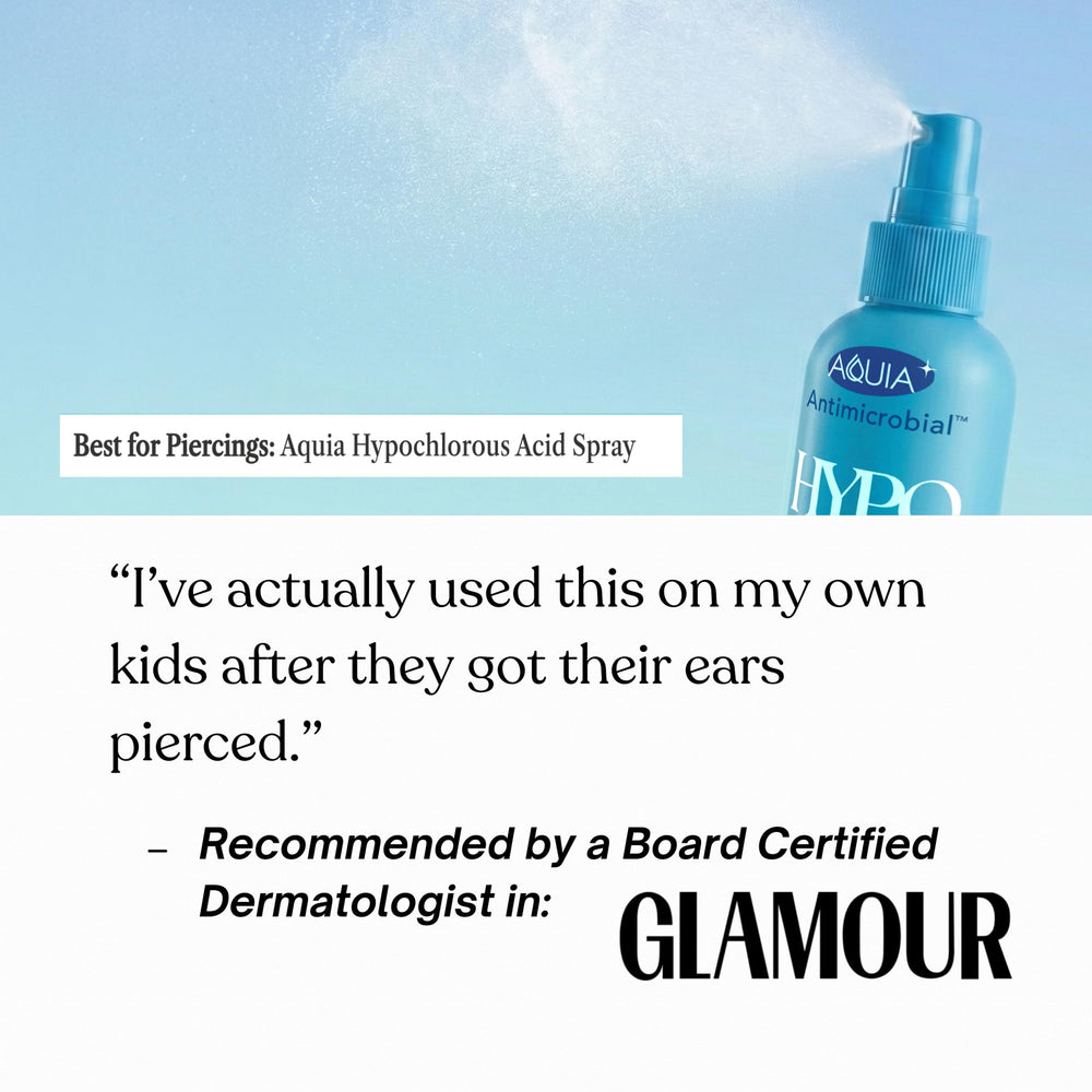 Aquia hypochlorous spray helping acne, rash, and eczema support.