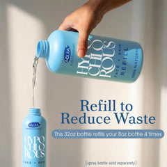 Aquia hypochlorous spray applying on face for gentle cleansing and soothing.