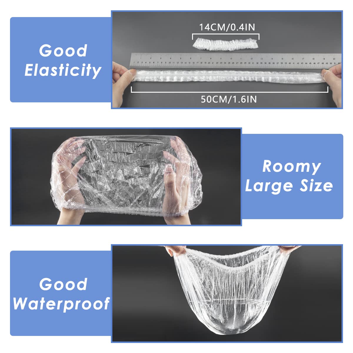 Aquior capucha ducha transparente con alta elasticidad para ajuste cómodo