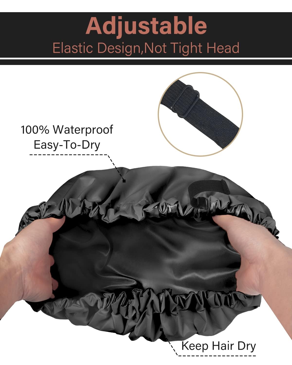 Gorro Aquior para pelo largo, diseño amplio para mechones voluminosos.