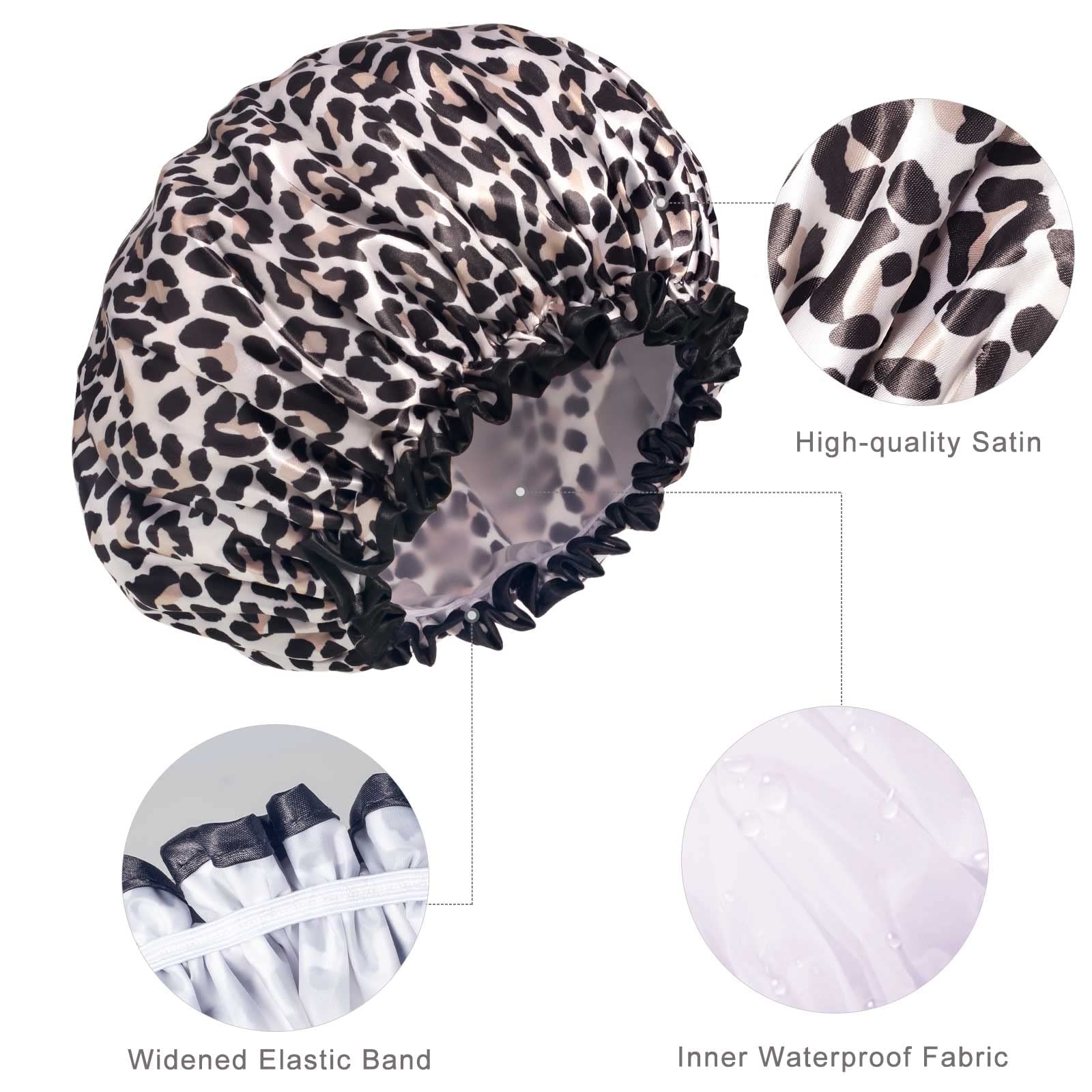 Aquior leopard shower cap long-hair use keeps hairstyle intact