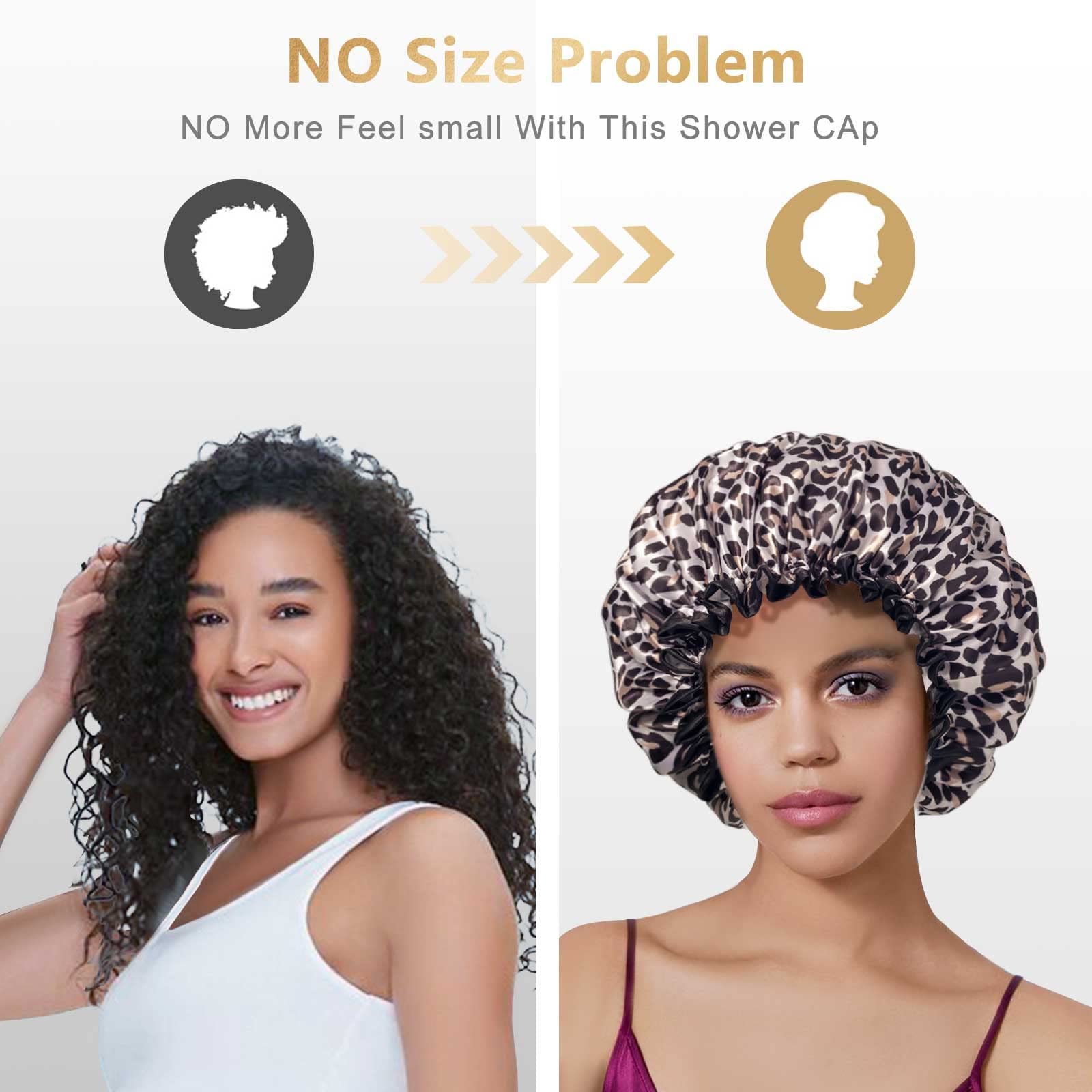 Aquior leopard shower cap roomy fit supports long and curly hair