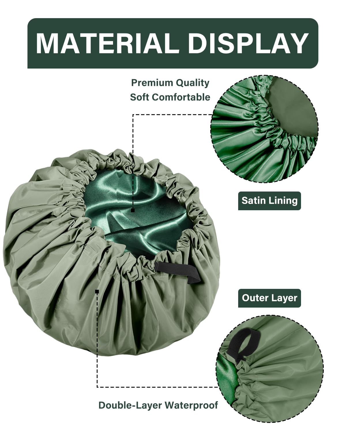 Aquior double-layer waterproof cap maintains hair dryness during showers and baths.