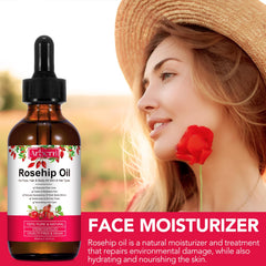 A r b c r n Rosehip oil on skin for overnight glow and moisture.