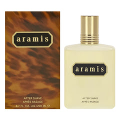 Aramis aftershave lotion bottle features a woody leather aroma for a confident daily grooming ritual.
