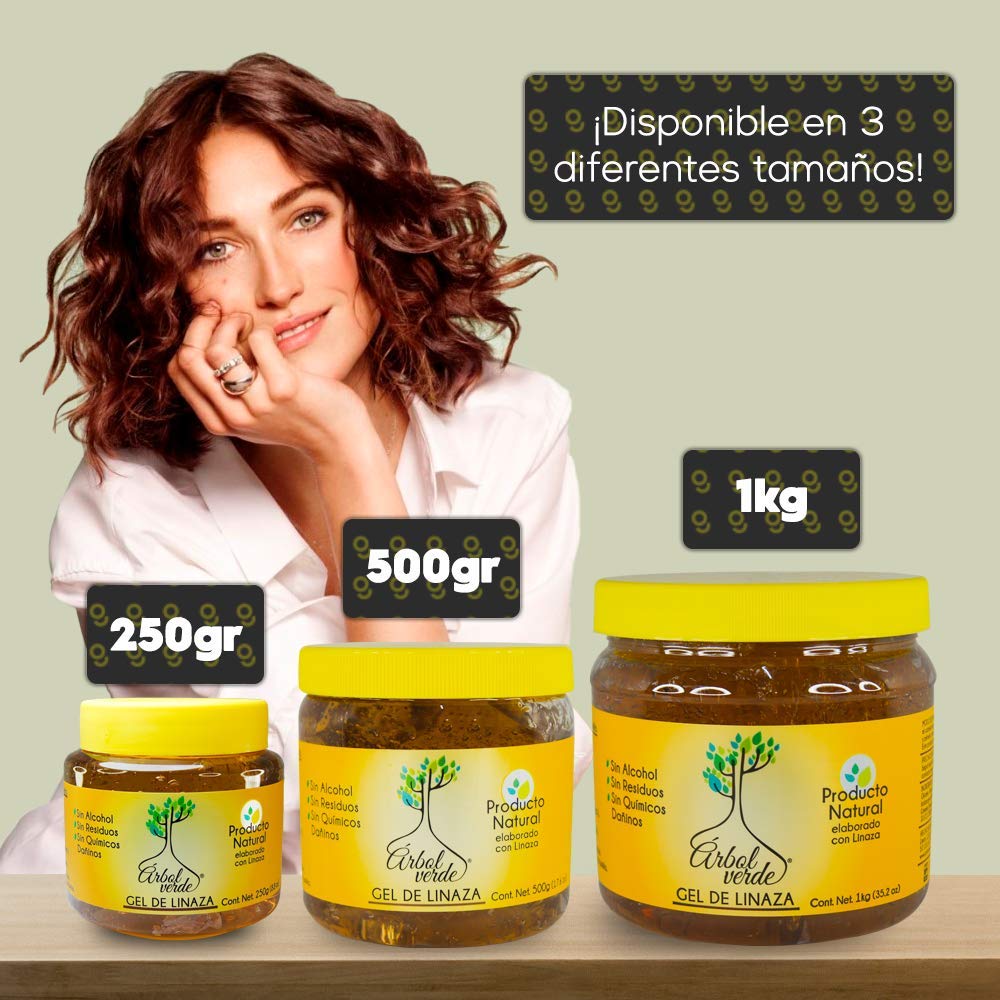 Empaque de Arbol Verde Gel de Linaza, fácil de usar y reciclable.