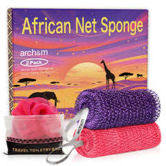 ARCH&M African Net Sponge with 53-inch back reach for easy cleansing.