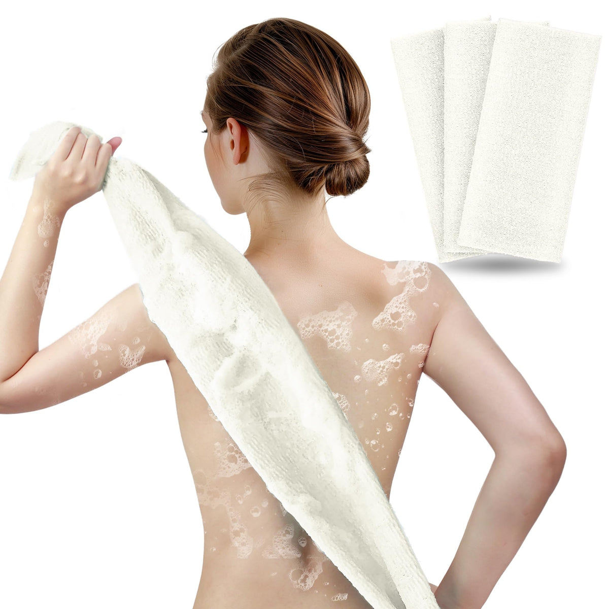 ARCH&M esponja exfoliante de espalda, tres unidades, limpieza profunda y suave.