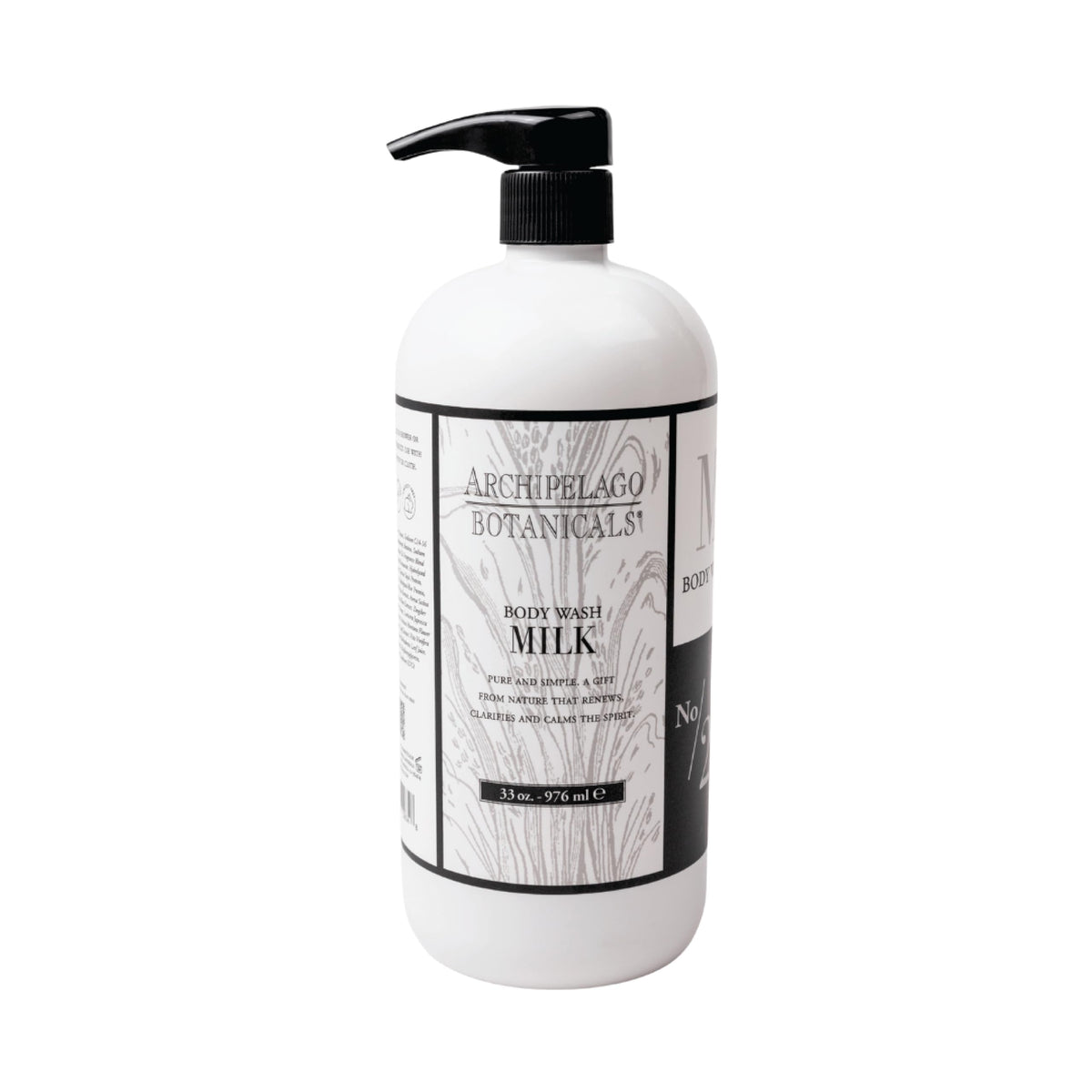 Archipelago Botanicals Milk Body Wash bottle front with calming, hydrating daily cleanse.