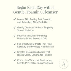 Archipelago Botanicals Milk Body Wash bottle pour demonstrates easy dispensing for a quick, refreshing wash.