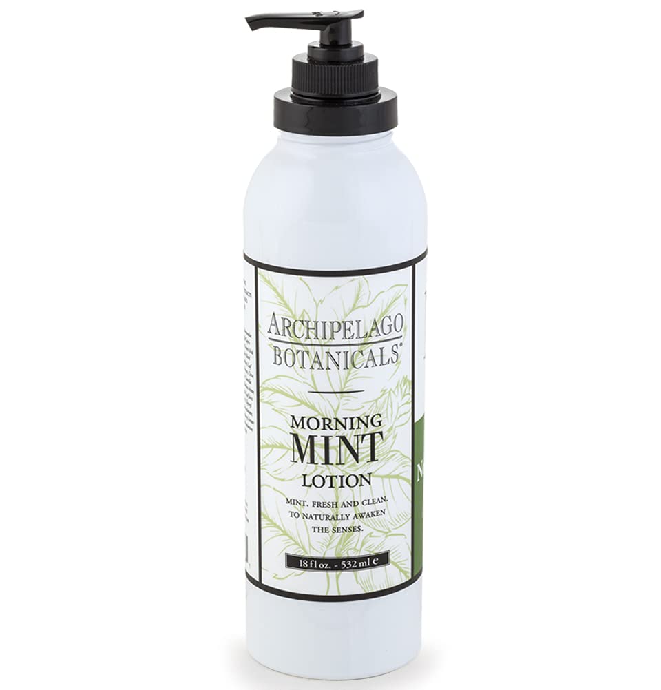 Archipelago Botanicals Morning Mint Lotion bottle with pump for quick, non-greasy hydration