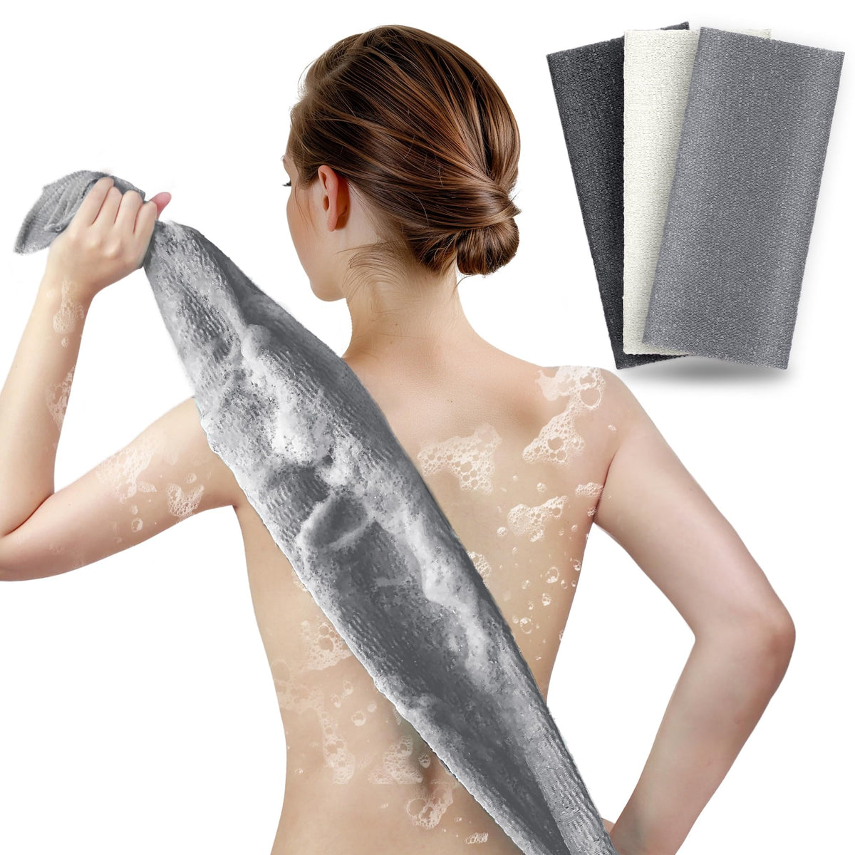 ARCH&M paño exfoliante 3 piezas, suave para exfoliar la piel en la ducha
