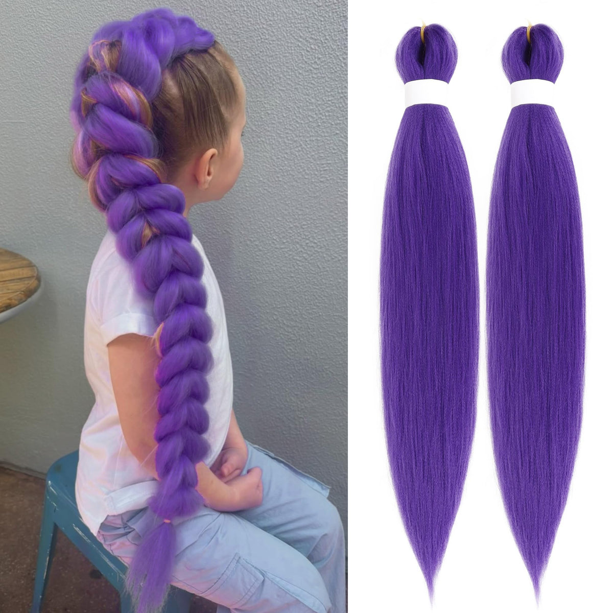 Arcpor long purple braiding hair extensions for braids, vibrant purple tone enhances stage looks.